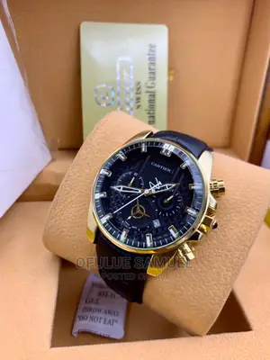 Genuine Leather Chronograph Wristwatch