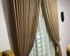 Quality Full Wall Length Brown Fabric Curtain.