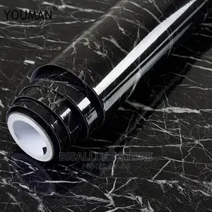 Black Adhesive Marble Wallpaper Sticker -60cm by 5M