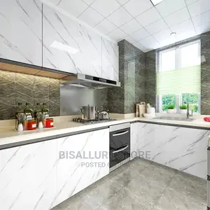 White Grey Adhesive Marble Wallpaper Sticker - 60cm by 5m