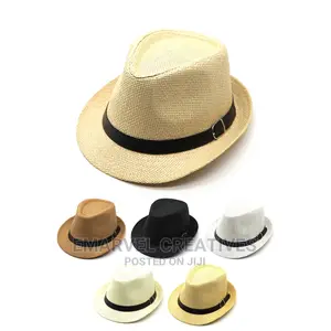 Retro Straw Fedoras Top Jazz Plaid Hat Spring Summer Bowler