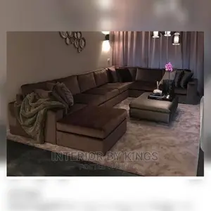 U-Shaped Fabric Sofa With an Ottoman.For Bigger Space