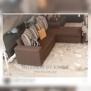 Brown L-Shaped Fabric Sofa Can Come in Color of Your Choice