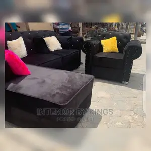L-Shaped Chesterfield Sofa and One Single