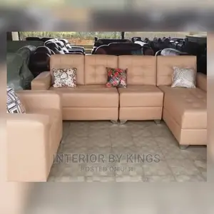 L-Shaped Fabric Sofa With One Single