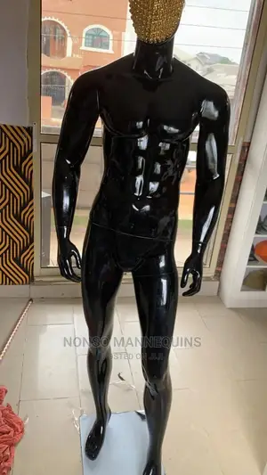 Gold Plated Face And Black Fibre Body Male Mannequin