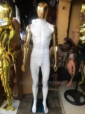 Gold Head/ Hands White Body Male Mannequin Display