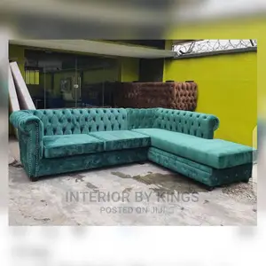 L-Shaped Chesterfield Sofa Tufted to Perfection