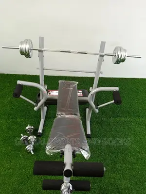 Weight Bench With 50kg Dumbbells And Barbell's