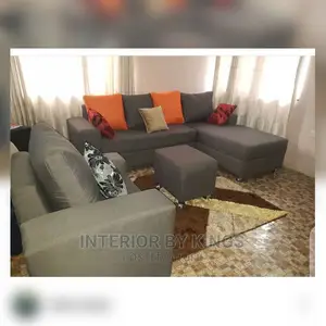 L-Shaped Fabric Sofa With One Single +Ottoman