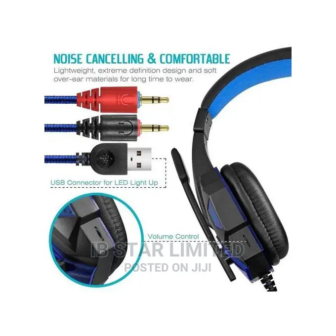 Mic LED Light for Computer PC Gaming Stereo Audio Headset