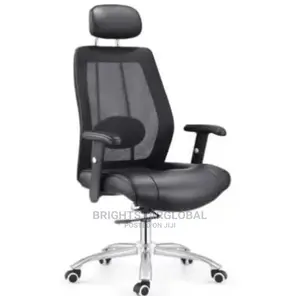 Net Office Chair With Headrest and Adjustable Handle