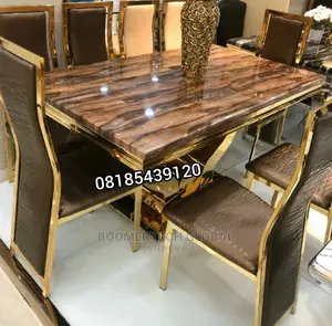 Golden Frame Dining Table Set (6 Seaters)