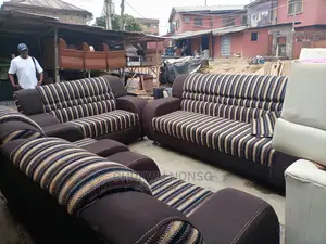 Complete Set of Brown Fabric Sofa