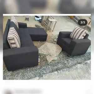 L-Shaped Fabric Sofa With Single Made With Quality Material