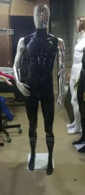 Silver And Black Body Male Full Body Faceless Mannequin