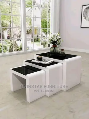 Modern 3 in 1 Wooden and Glass Top Side Stools