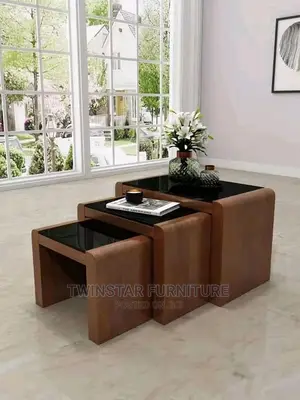 Modern 3 in 1 Wooden and Glass Top Side Stools