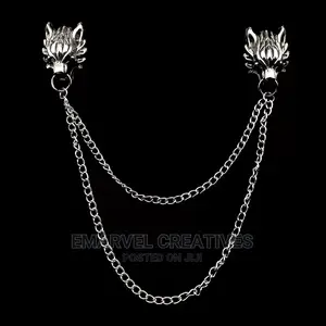 Man Suit Shirt Collar Brooch Chain Lapel Pin Brooch Dragon