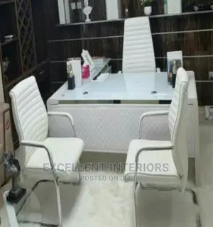 White Glass Top Executive Office Table.