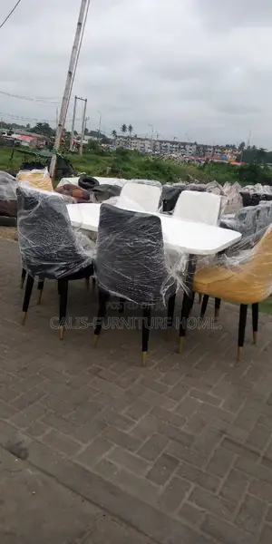 6 Seaters Dinning Table White and Yellow Color