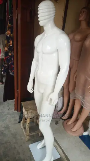 Line Line Face White Glossy Full Body Male Mannequin