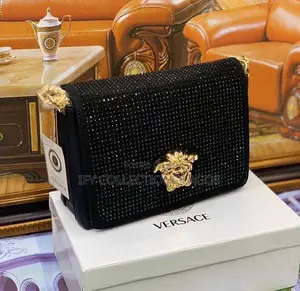 Luxury Versace Designer Women's Studded Black Handbag.