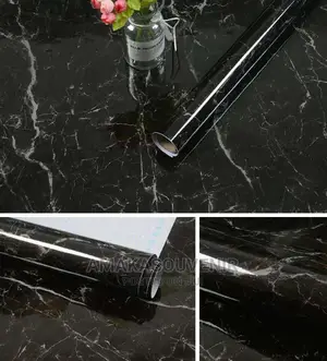 Black Adhesive Marble Wallpaper Sticker 60cm by 5m