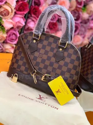 Louis Vuitton Women's Brown Leather Zipper Handbag.