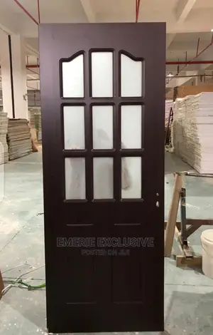 3ft: Turkey Hard Wooden Door With Glass Black and White Colo
