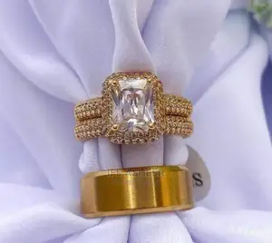 Complete Set of Zara Couple's Wedding Ring - Gold