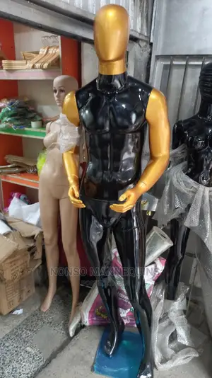 Black And Gold Fibre Male Faceless Display Mannequin