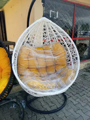 Quality Rattan Made Hanging Indoor / Outdoor Swing Chair- White.