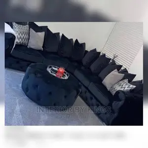 U-Shaped Fabric Sofa With an Ottoman Can Come in Colors