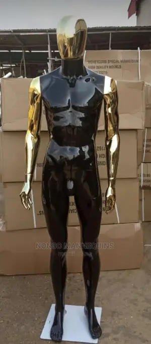 Gold and Glossy Black Body Male Faceless Mannequin