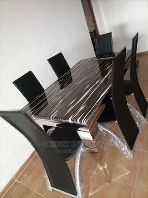 Quality 6 Seater Marble Top Dining Table.
