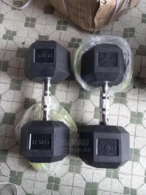 Pair of 17.5kg Hex Commercial Dumbbell