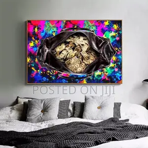 Red Purple Money Bag Canvas Painting