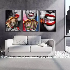 Red Lips Smoking Woman Wall Art