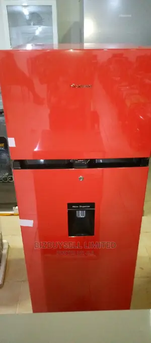 Double Door's Hisence Refrigerator With Water Dispenser.