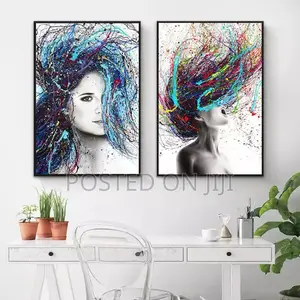 Abstract Colored Woman Hair Wall Art