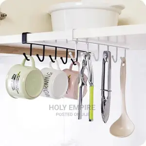 6 Hooks Storage Shelf Wardrobe Cabinet Metal Under Shelves