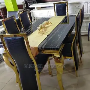 Gold Frame Marble With Six Chairs