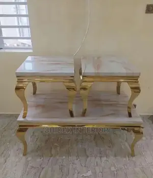 Gold Marble Top Center Table and Sides Stool.