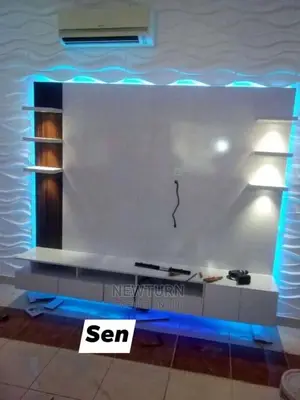 Luxury Wooden Wall Shelf / TV Stand With LED Back Lights.