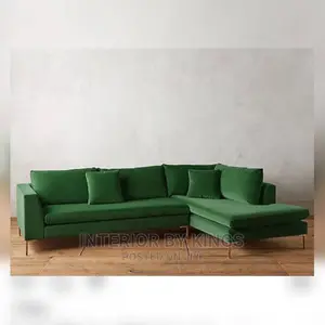 L-Shaped Fabric Sofa With a Plated Legs Can Come in Colors