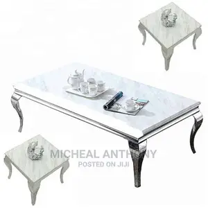 Complete Set of Mable Table With Two Side Stools