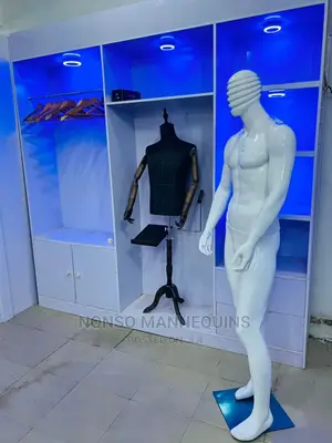 Full Body Fibre Male Glossy White Display Line Face Mannequi