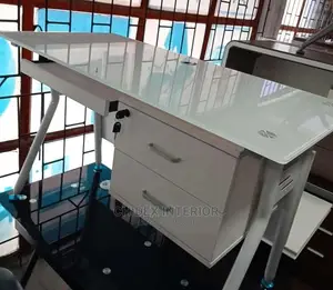 Quality Exotic White Glass Office Table.