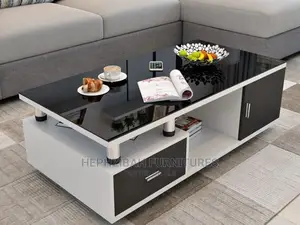 Modern White Center Table With Glass Top